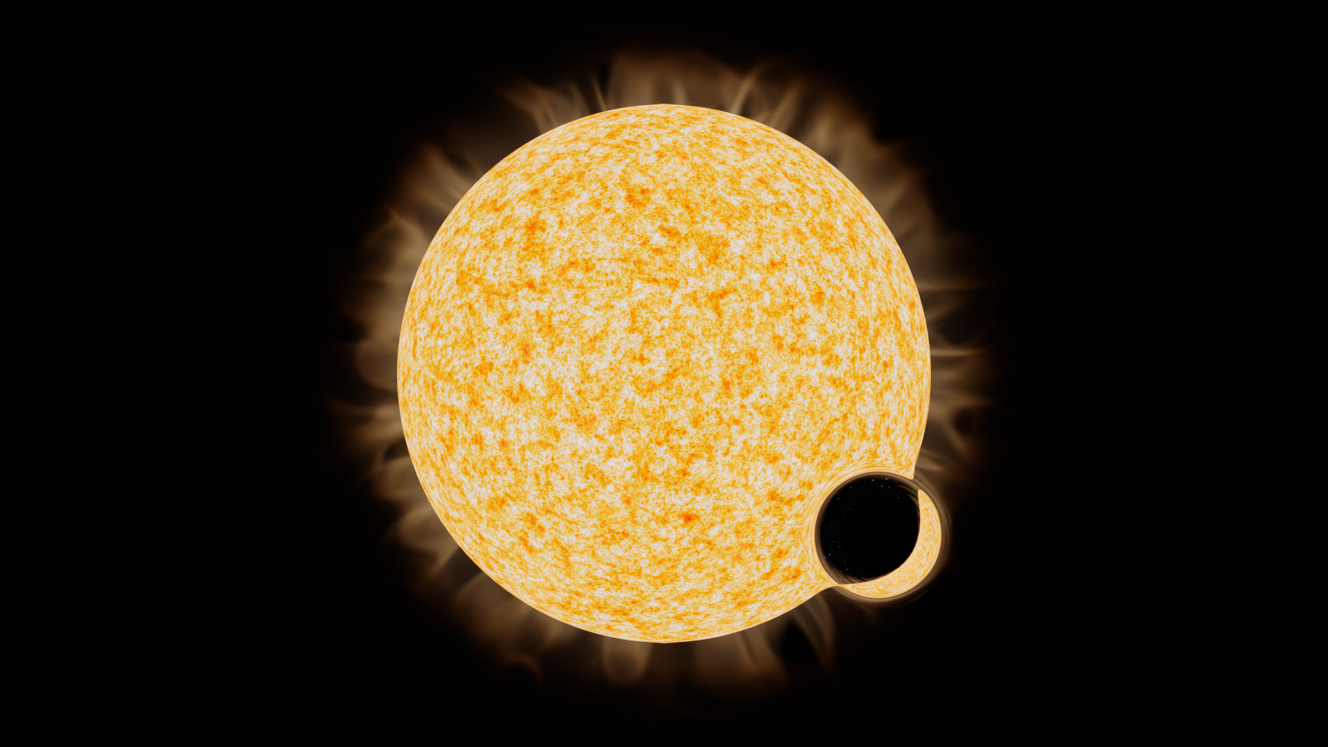 A dark black hole bends the light of a stellar disk behind it